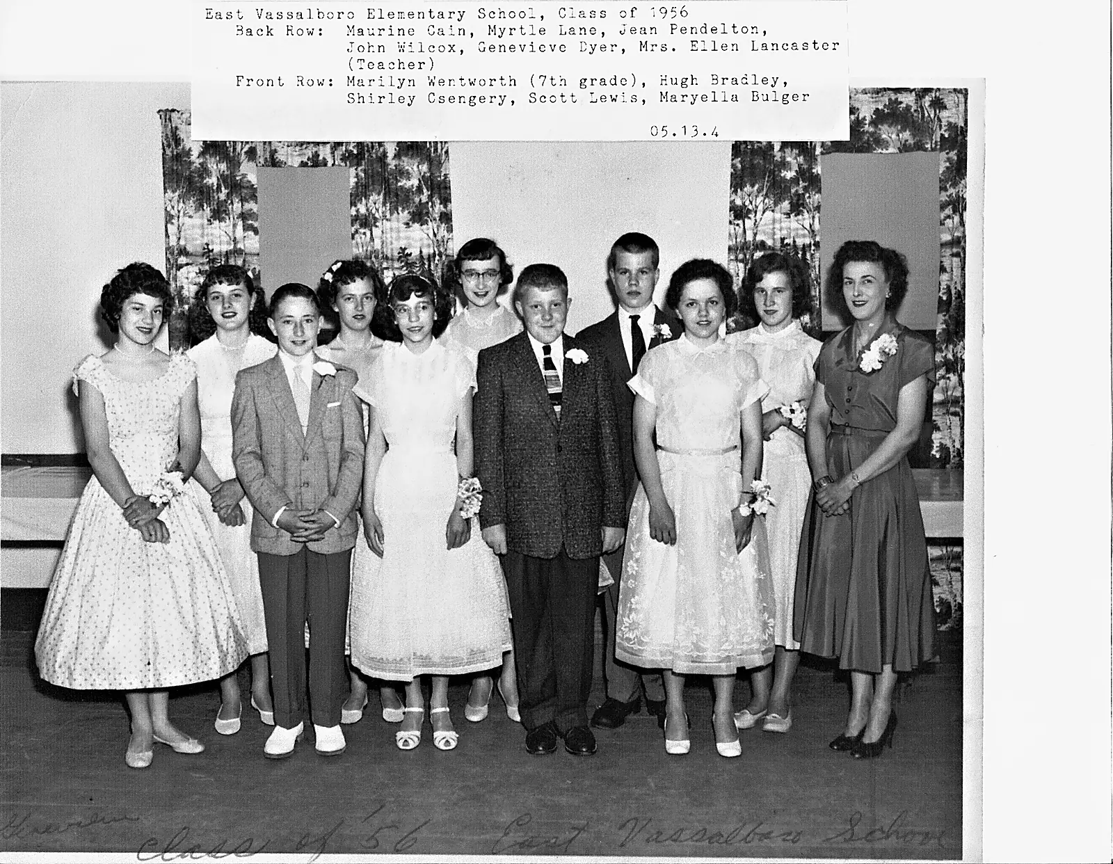 Graduating class of 1956, East Vassalboro Elementary School, Vassalboro, Maine