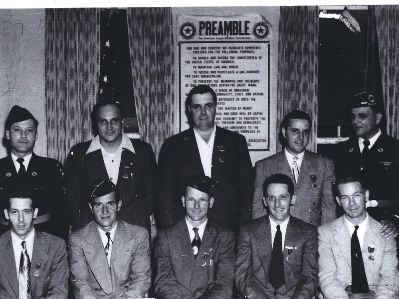Group photograph of American Legion members at the American Legion Hall, North Vassalboro, circa 1960s