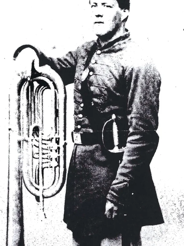 Van. T. Gilbert of Vassalboro with his tuba, ca. 1865